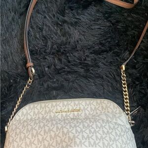 Michael Kors Monogram Crossbody Bag in Gray and Tan